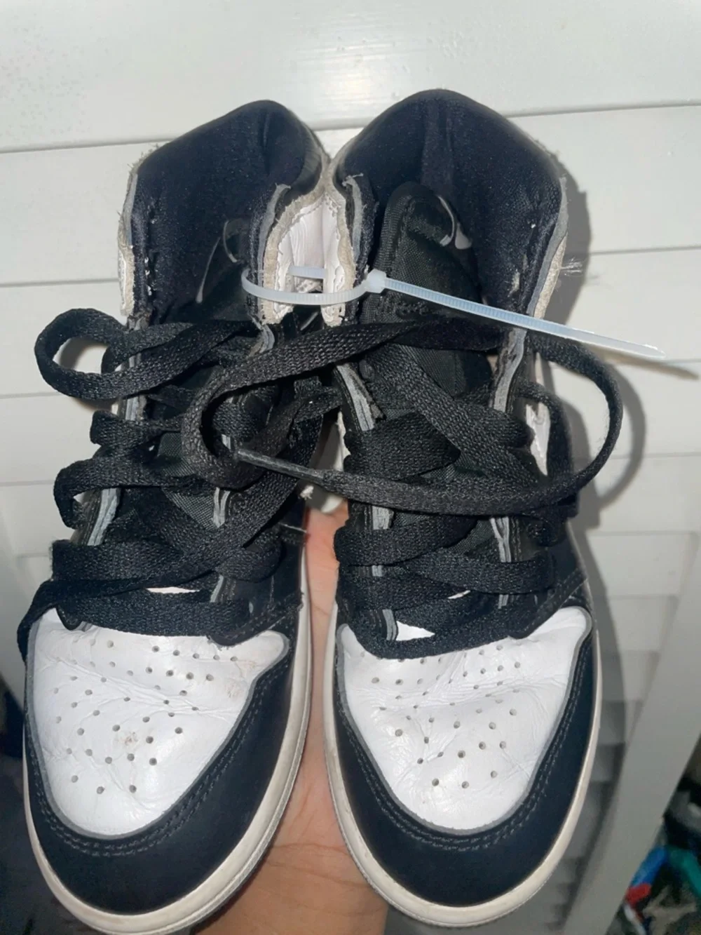 Nike Air Jordan Boys Black/White Panda Sneakers Size 13.5